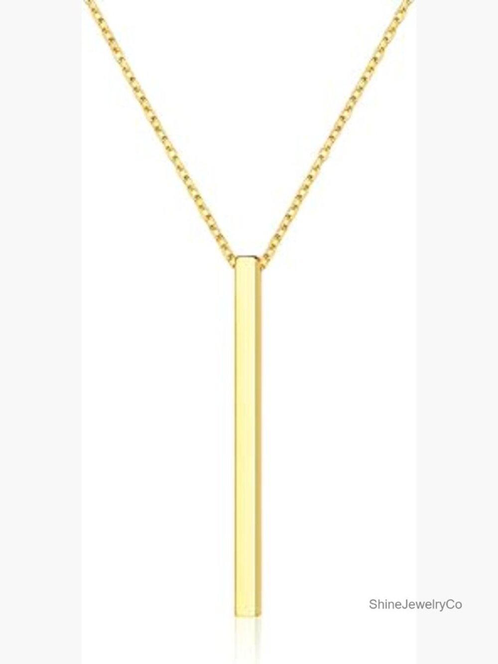 Sterling Silver Vertical Bar Y Necklace Dainty Layering Jewelry Gift